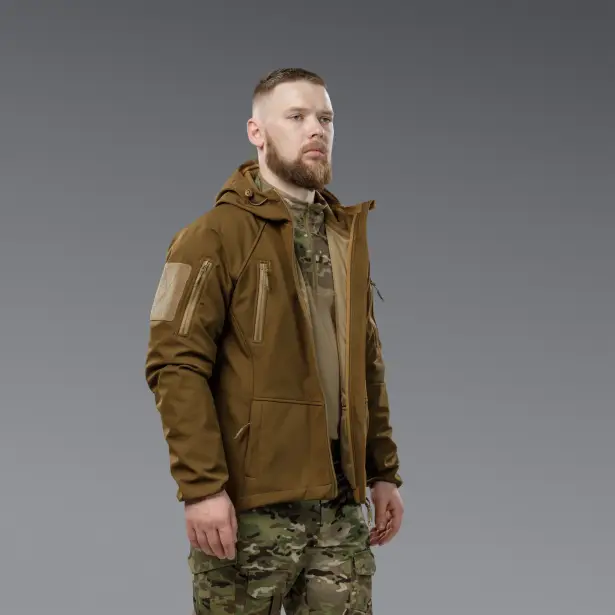 4 - Куртка тактична SoftShell APEX Flex. Осінь-Весна Койот. Розмір S