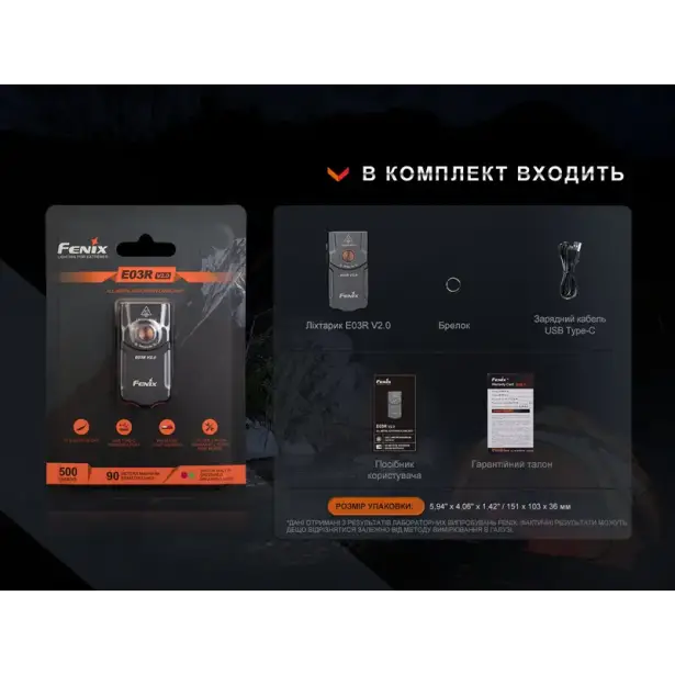 19 - Ліхтар наключний Fenix E03R V2.0. Синій