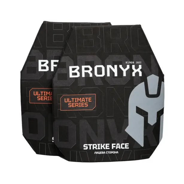 1 - Поліетиленові бронепластини Bronyx Ultimate 3 класу захисту. Рівень NIJ-III. Вага 0,9 кг. Розмір (М) 25×30 см.