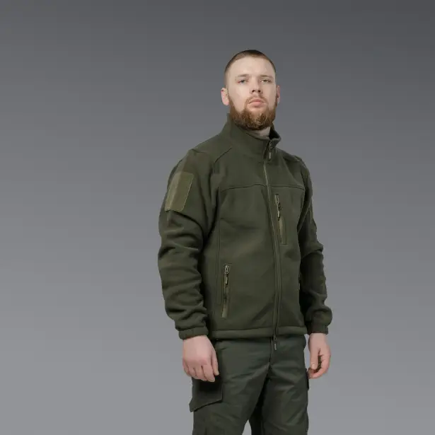 5 - Флісова тактична кофта на блискавці. Олива. Polyester. Розмір L