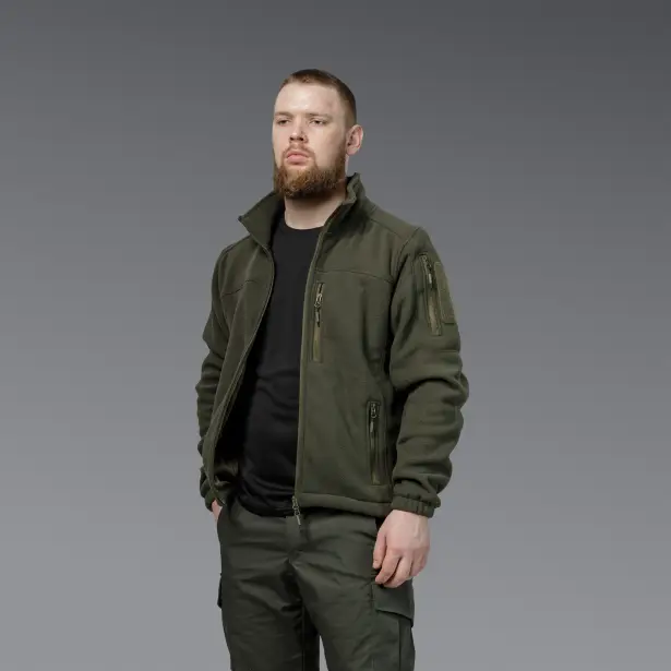 4 - Флісова тактична кофта на блискавці. Олива. Polyester. Розмір L