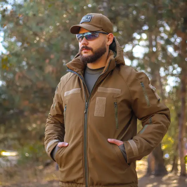 1 - Куртка тактична Softshell ХАНТЕР. Осінь-Весна Койот. Розмір XXL (56-58)