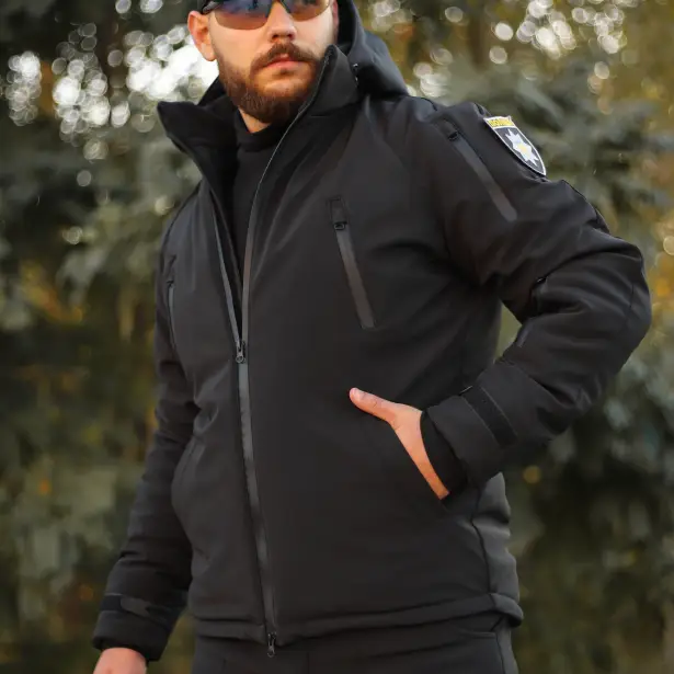 7 - Куртка тактична Softshell ХАНТЕР. Осінь-Весна Чорний. Розмір L (48-50)