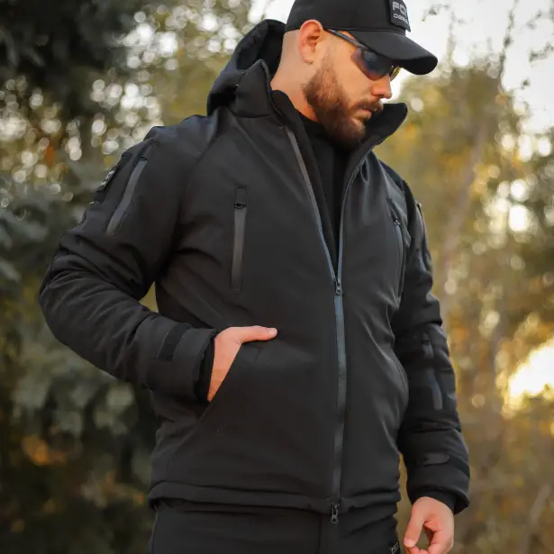 5 - Куртка тактична Softshell ХАНТЕР. Осінь-Весна Чорний. Розмір XXL (56-58)
