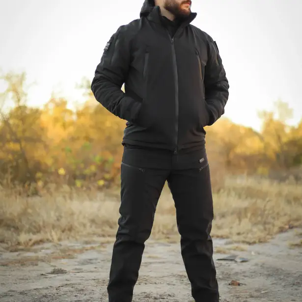 6 - Куртка тактична Softshell ХАНТЕР. Осінь-Весна Чорний. Розмір XXL (56-58)