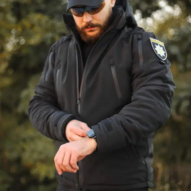 8 - Куртка тактична Softshell ХАНТЕР. Осінь-Весна Чорний. Розмір 3XL (60-62)