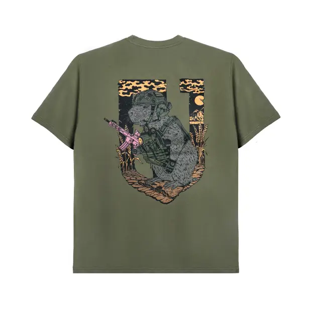 1 - Футболка Military Capybara. Бавовна/еластан. Олива. Розмір XXL