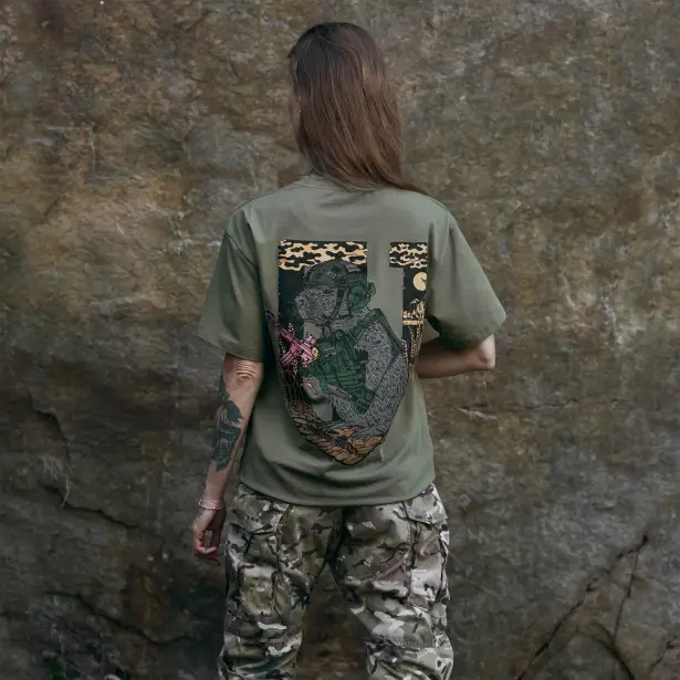 8 - Футболка Military Capybara. Бавовна/еластан. Олива. Розмір XXL