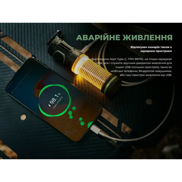14 - Портативний фумігатор-ліхтар кемпінговий Flextail Tiny Repel S. Зелений