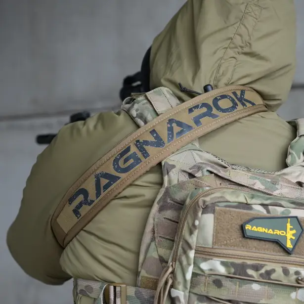 8 - Ремінь збройовий RAGNAROK триточковий з широким наплічником KRAKEN carbine. Койот