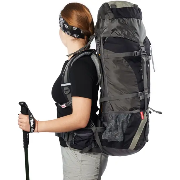 10 - Рюкзак туристичний Naturehike NH70B070-B, 70л+5л. Чорно-сірий