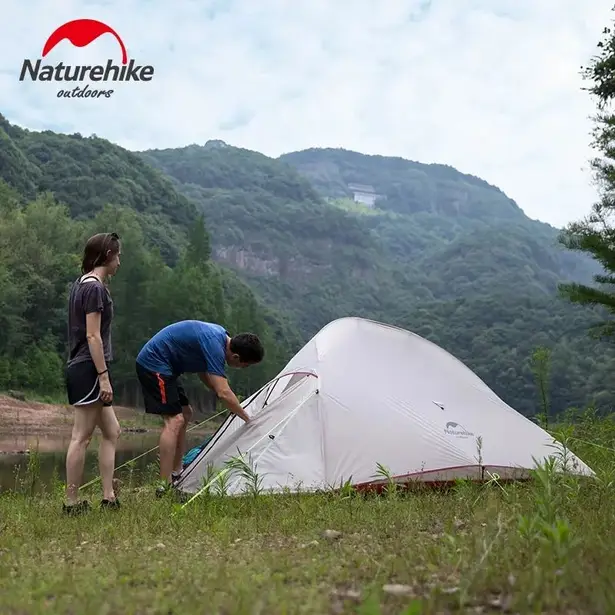 6 - Намет надлегкий тримісний з футпринтом Naturehike Cloud Up 3 Updated NH18T030-T, 210T, зелений