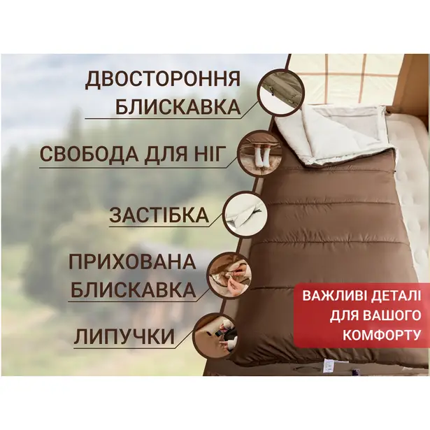 9 - Спальний мішок 3 в 1 Naturehike CR450 CNH22SD011, коричневий