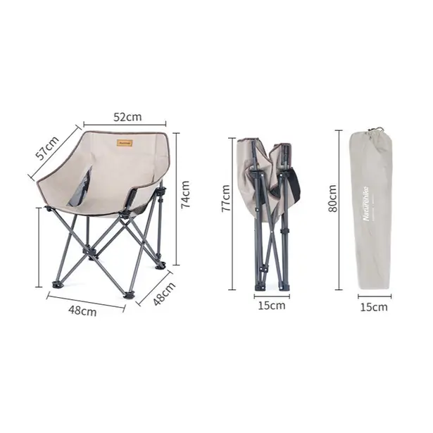 2 - Кресло складное Naturehike NH20JJ022 600D Oxford Cotton/сталь, черный