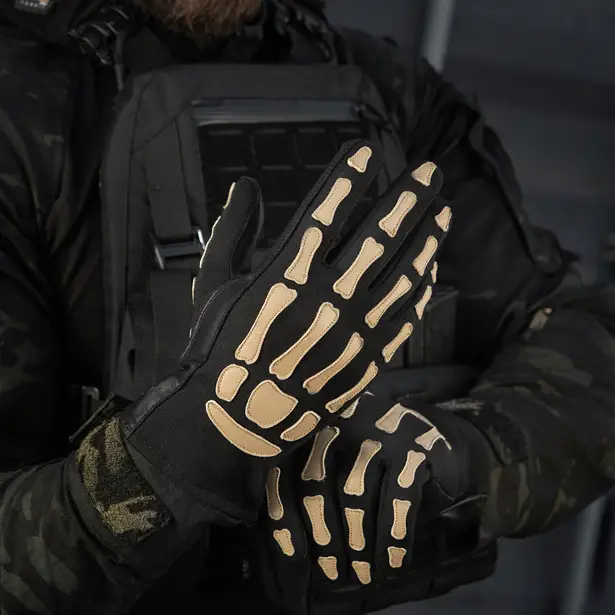 13 - Тактичні рукавички M-Tac Skeleton Nomex. Чорний/Койот