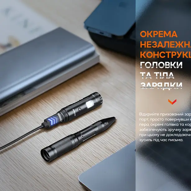 13 - Тактична ручка Fenix T6 з ліхтариком. Чорна