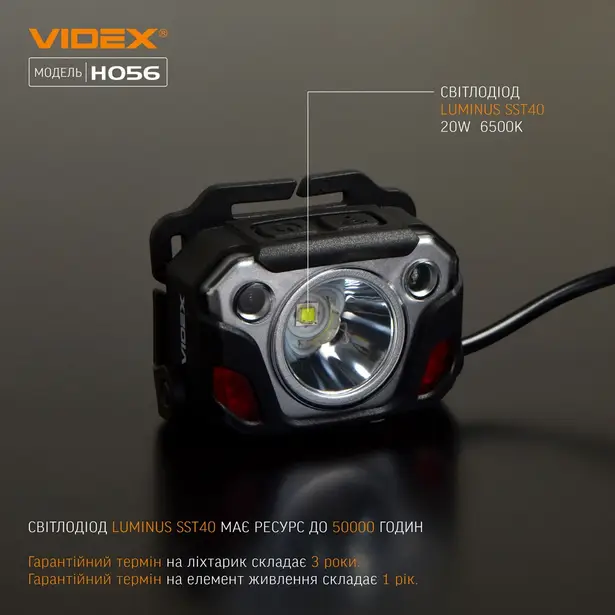 5 - Налобний світлодіодний ліхтар VIDEX 1400Lm 6500K