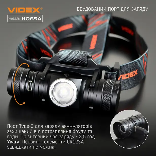 6 - Налобний світлодіодний ліхтар VIDEX 1200Lm 5000K