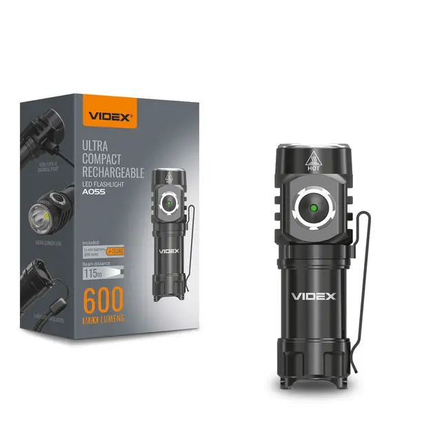 1 - Портативний світлодіодний ліхтарик VIDEX 600Lm 5700K