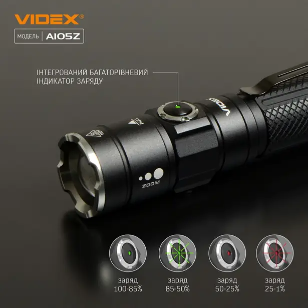 10 - Портативний світлодіодний ліхтарик VIDEX 1200Lm 5000K