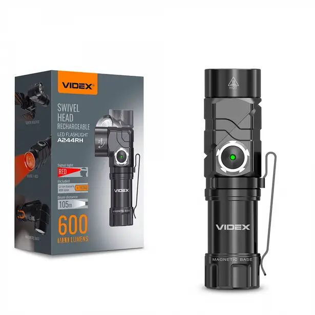 1 - Портативний світлодіодний ліхтарик VIDEX 600Lm 5000K з кріпленням на голову
