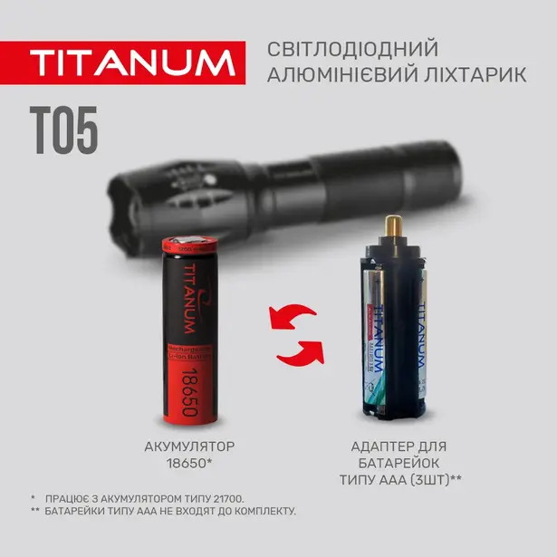 6 - Портативний світлодіодний ліхтарик TITANUM T05 300Lm 6500K