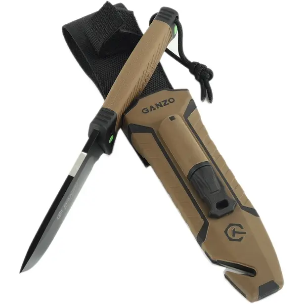 3 - Ніж з паракордом Ganzo G8012V2-DY, коричневий