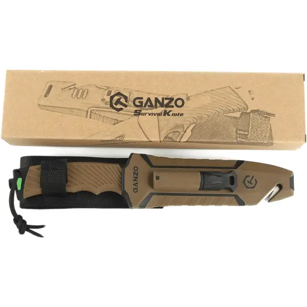9 - Ніж з паракордом Ganzo G8012V2-DY, коричневий