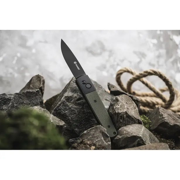 10 - Ніж складаний Ganzo G721B-GR зелений, чорний клинок