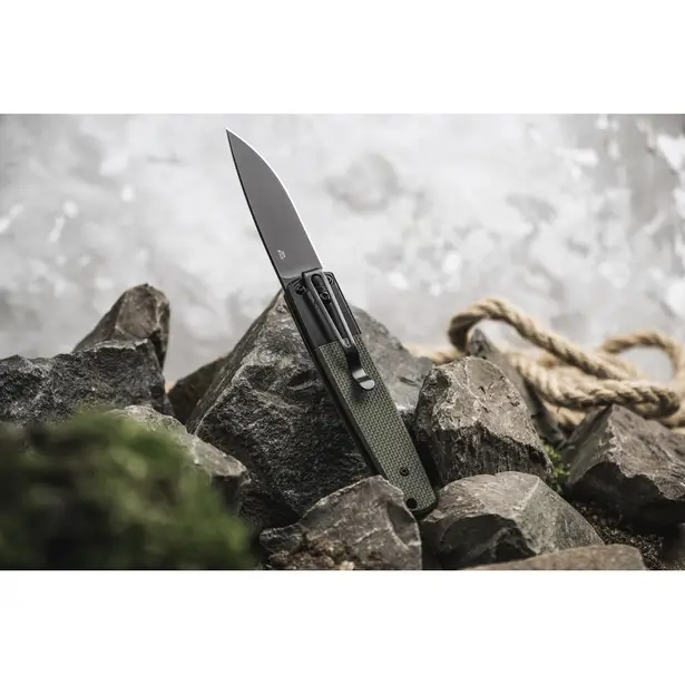 9 - Ніж складаний Ganzo G721B-GR зелений, чорний клинок