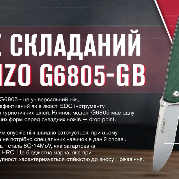 14 - Ніж складаний Ganzo G6805-GB, синьо-зелений