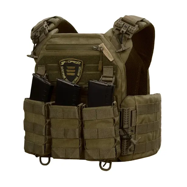 1 - Плитоноска Warmor Gen.3 Pro з системою швидкого скидання. (Комплект 3 підсумки) Molle. Колір Олива
