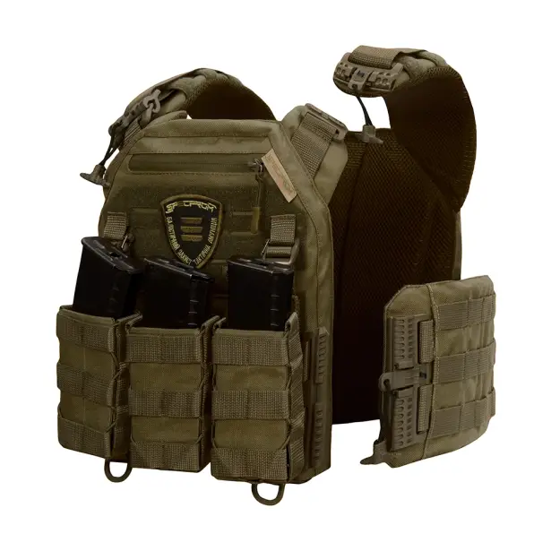 3 - Плитоноска Warmor Gen.3 Pro з системою швидкого скидання. (Комплект 3 підсумки) Molle. Колір Олива