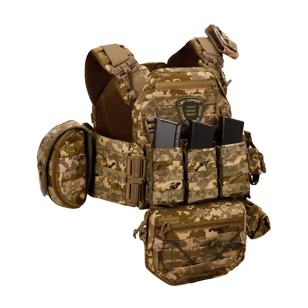 3 - Плитоноска Warmor Gen.3 Pro Max. Система швидкого скидання. (Комплект 7 підсумків). Колір Піксель ММ14