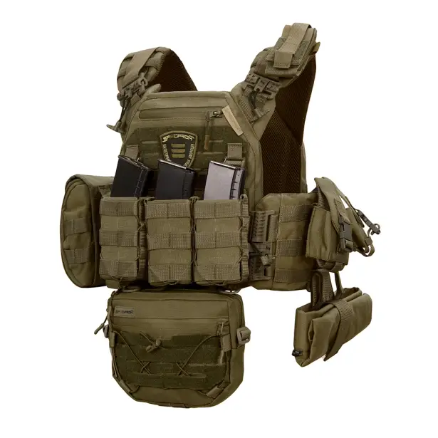 1 - Плитоноска Warmor Gen.3 Pro Max. Система швидкого скидання. (Комплект 7 підсумків). Колір Олива