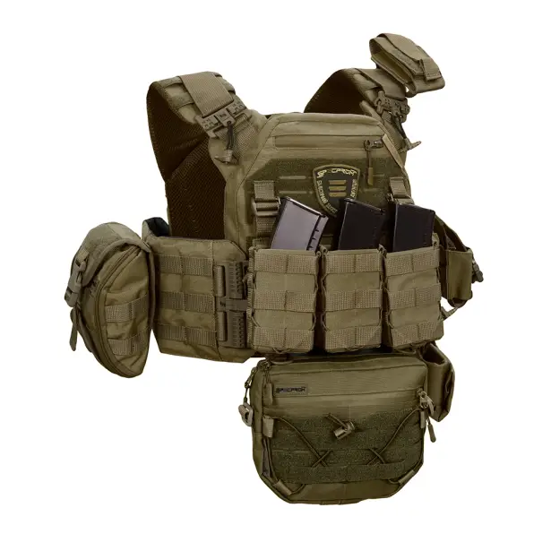 3 - Плитоноска Warmor Gen.3 Pro Max. Система швидкого скидання. (Комплект 7 підсумків). Колір Олива