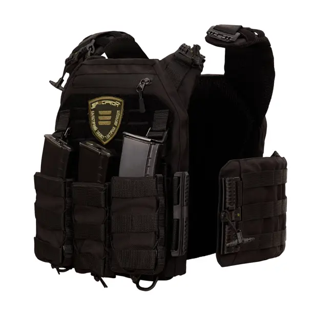 2 - Плитоноска Warmor Gen.3 Pro з системою швидкого скидання. (Комплект 3 підсумки) Molle. Колір Чорний