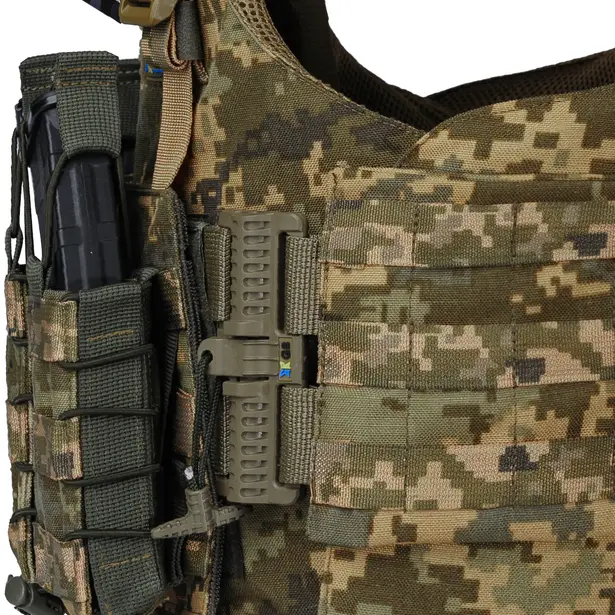 9 - Плитоноска Warmor Gen.4 (Комплект 4 підсумки) з системою швидкого скидання. Molle. Колір Пиксель