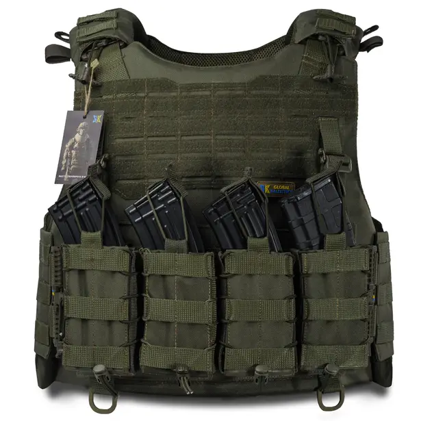 2 - Плитоноска Warmor Gen.4 (Комплект 4 підсумки) з системою швидкого скидання. Molle. Колір Олива