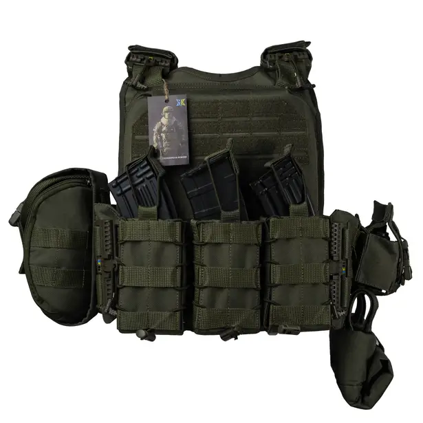 2 - Плитоноска Ares Gen.2. (Комплект 7 підсумків) з системою швидкого скидання. Molle. Колір Олива