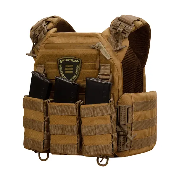 1 - Плитоноска Warmor Gen.3 Pro з системою швидкого скидання. (Комплект 3 підсумки) Molle. Колір Койот