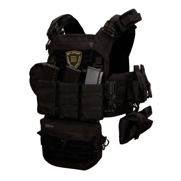 1 - Плитоноска Warmor gen.3 Pro Max XL Чорний. Система швидкого скидання. 7 підсумок. (Великого розміру)