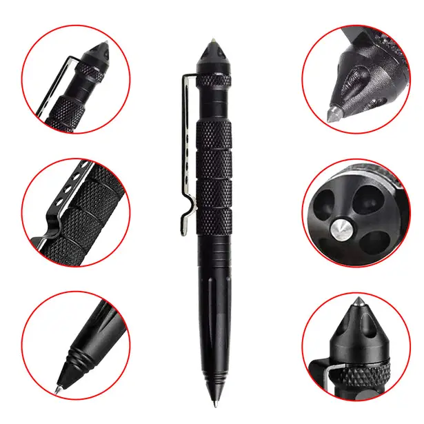 2 - Тактическая ручка со стеклобоем Laix B2 Tactical Pen из алюминия, Черный