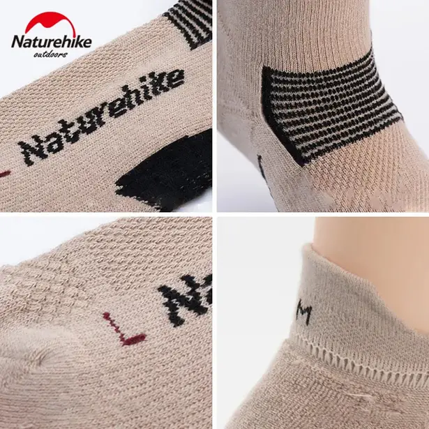 2 - Комплект шкарпетки низькі Naturehike NH21FS014, 2 пари (бежеві, чорні)