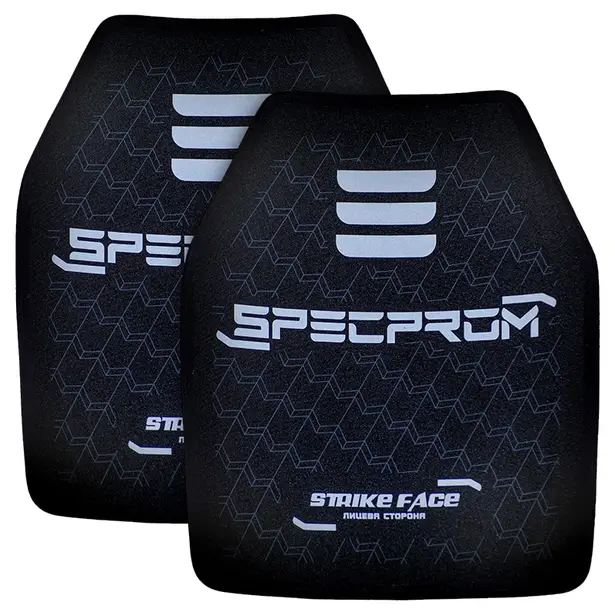 1 - Комплект полиэтиленовых бронеплит SPECPROM 3-го класса. Вес 1,77 кг. Размер 27,5 на 35 см. Черная. 2 шт.