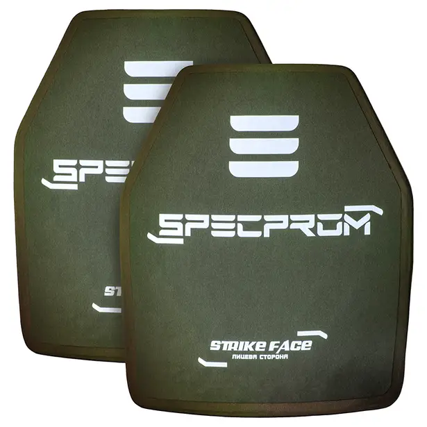 1 - Комплект керамічних бронеплит SPECPROM CAP5-XL-B 5-го класу. Вага 3.38 кг. Розмір 27.5 на 33 см. Олива. 2 шт.