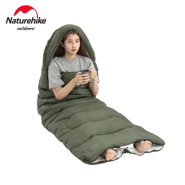 2 - Спальний мішок Naturehike Y150L NH21MSD08 правий. Темно-зелений