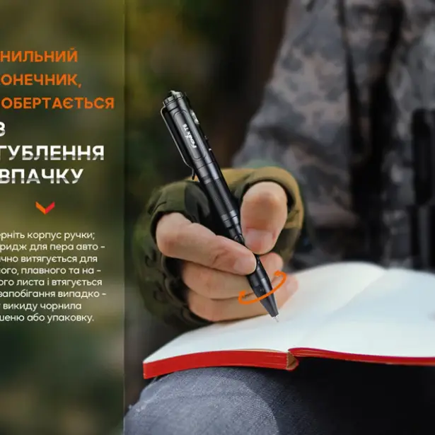 4 - Тактична ручка з ліхтариком Fenix T6. Синій