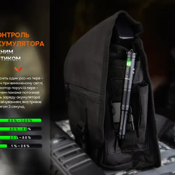 7 - Тактична ручка з ліхтариком Fenix T6. Синій