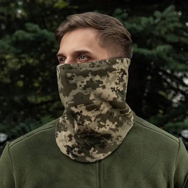 9 - Флісовий баф, шарф M-Tac Elite Fleece анатомічний з затяжкою. Піксель